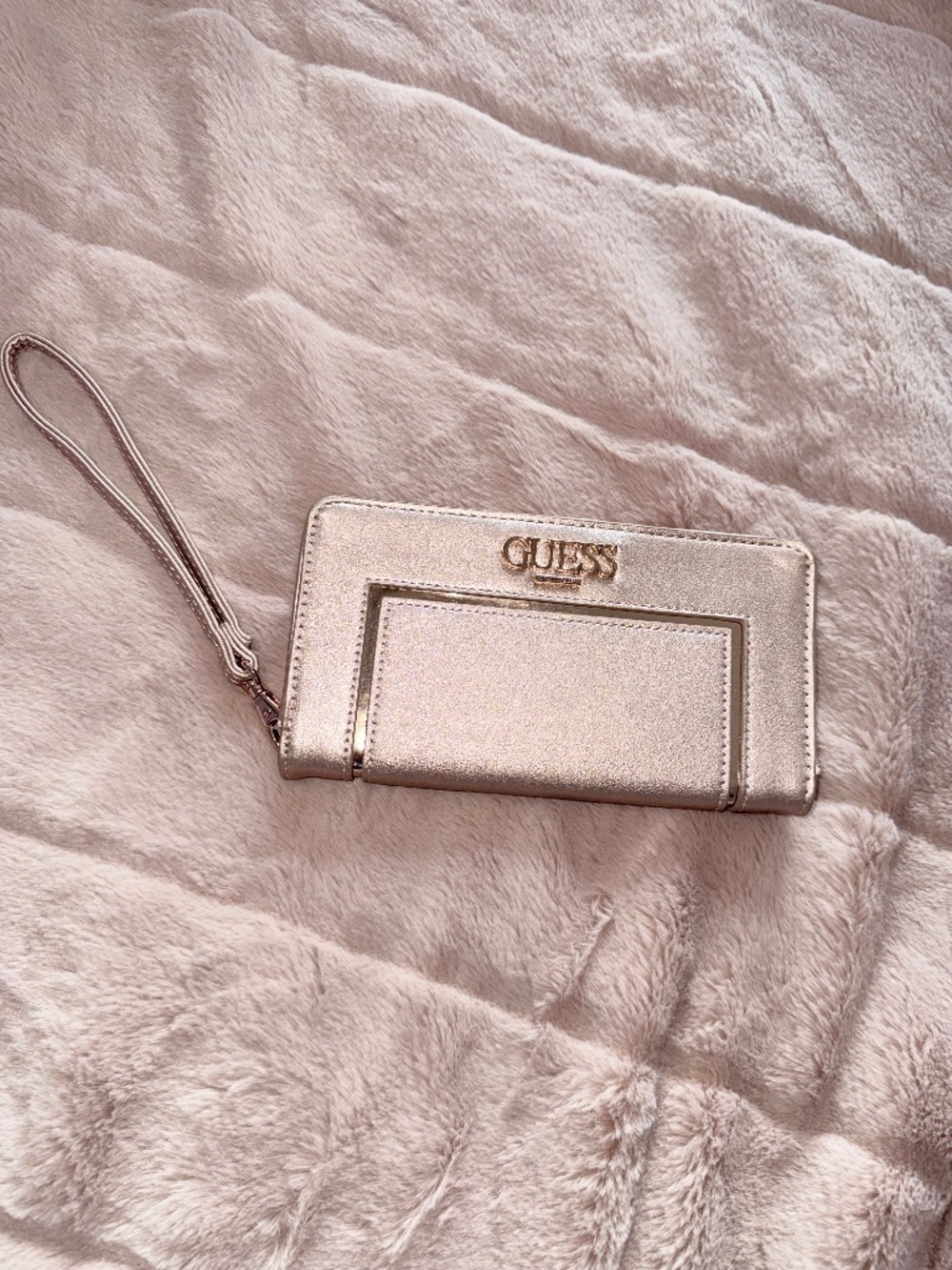 Rose Gold Guess Wristlet